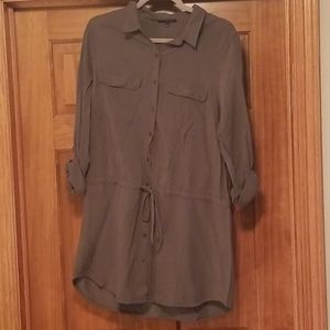 Tie waist olive green utility style shirt …